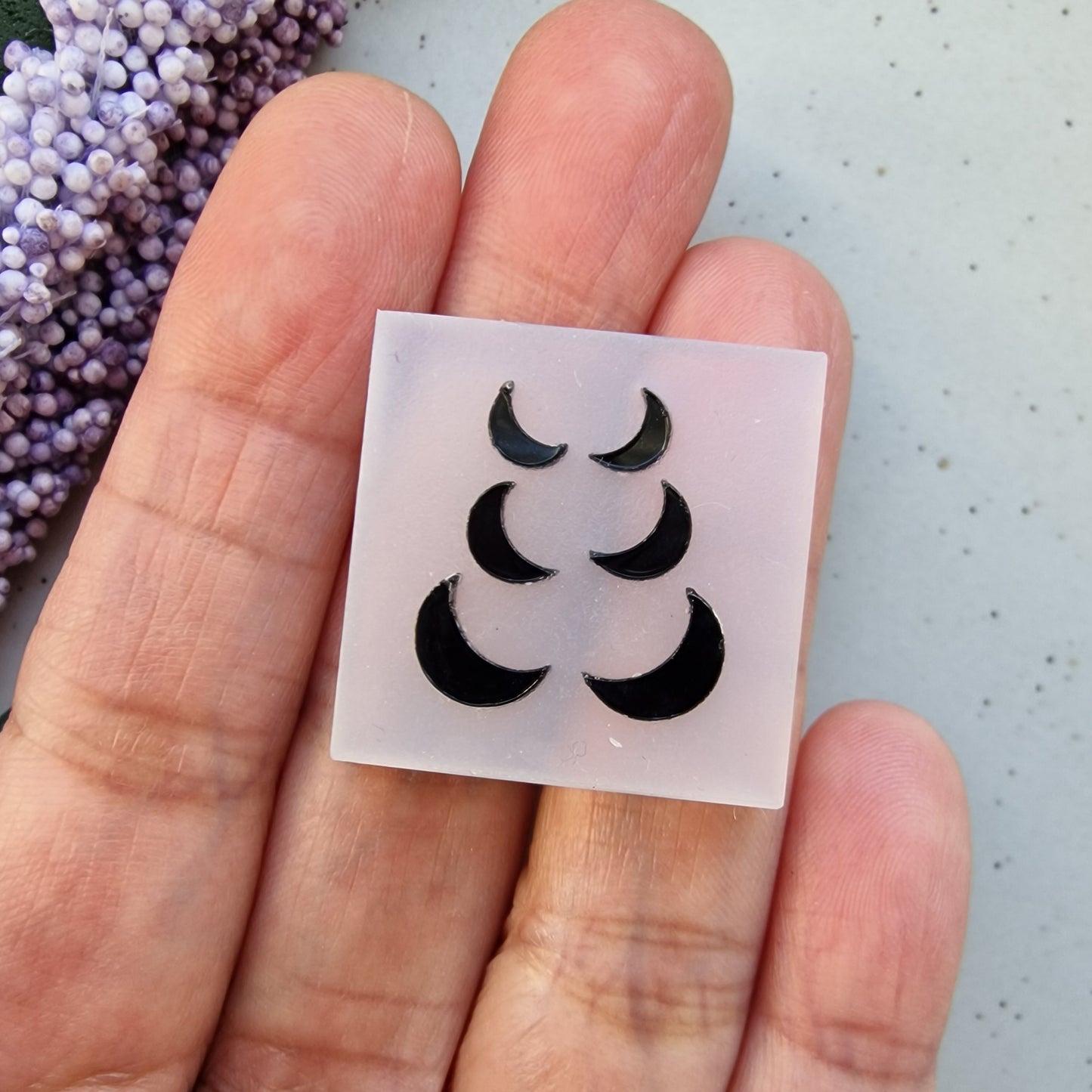 Mini micro silicone mold - moon metal clay resin nail art mold