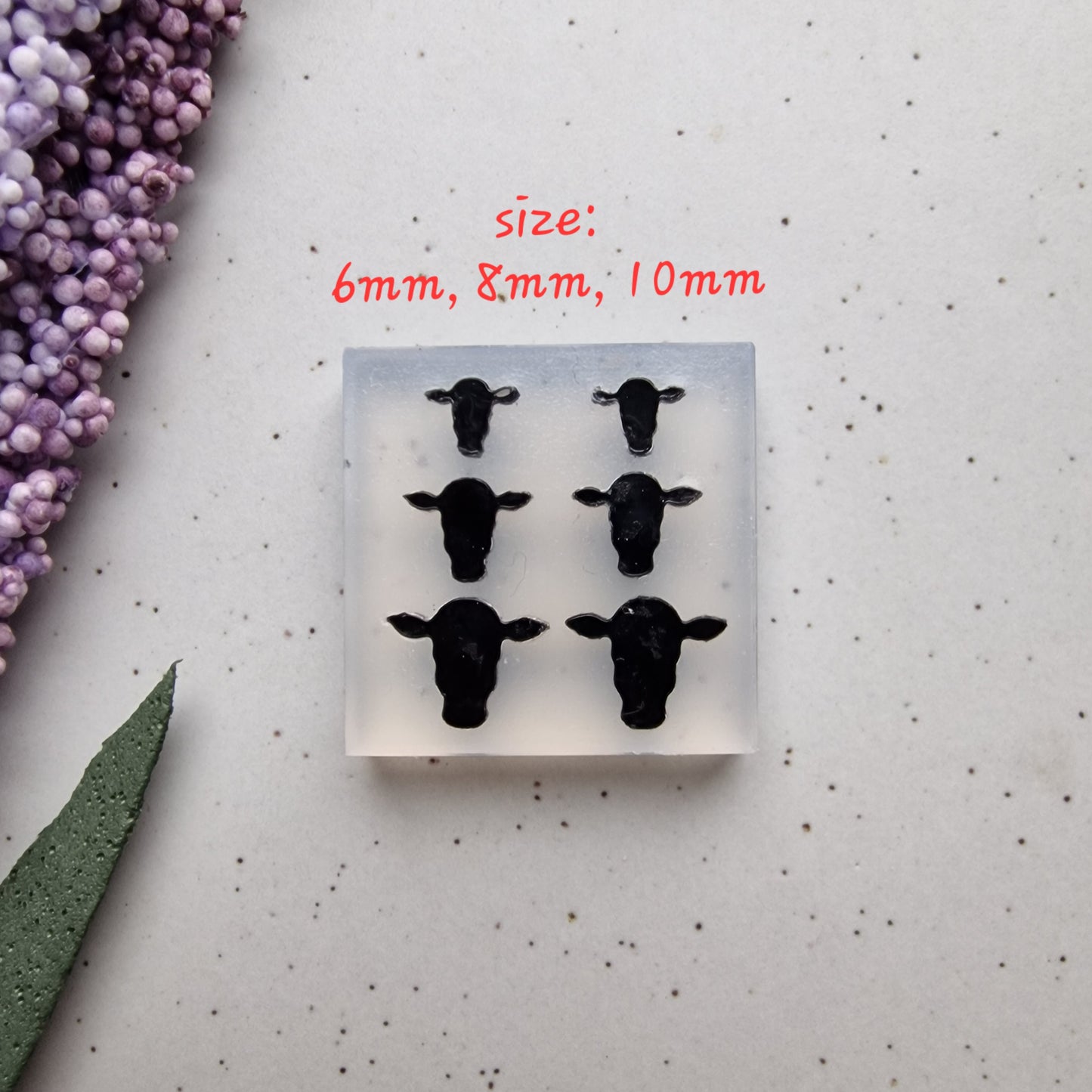 Mini micro silicone mold - farm animal cow metal clay resin mold