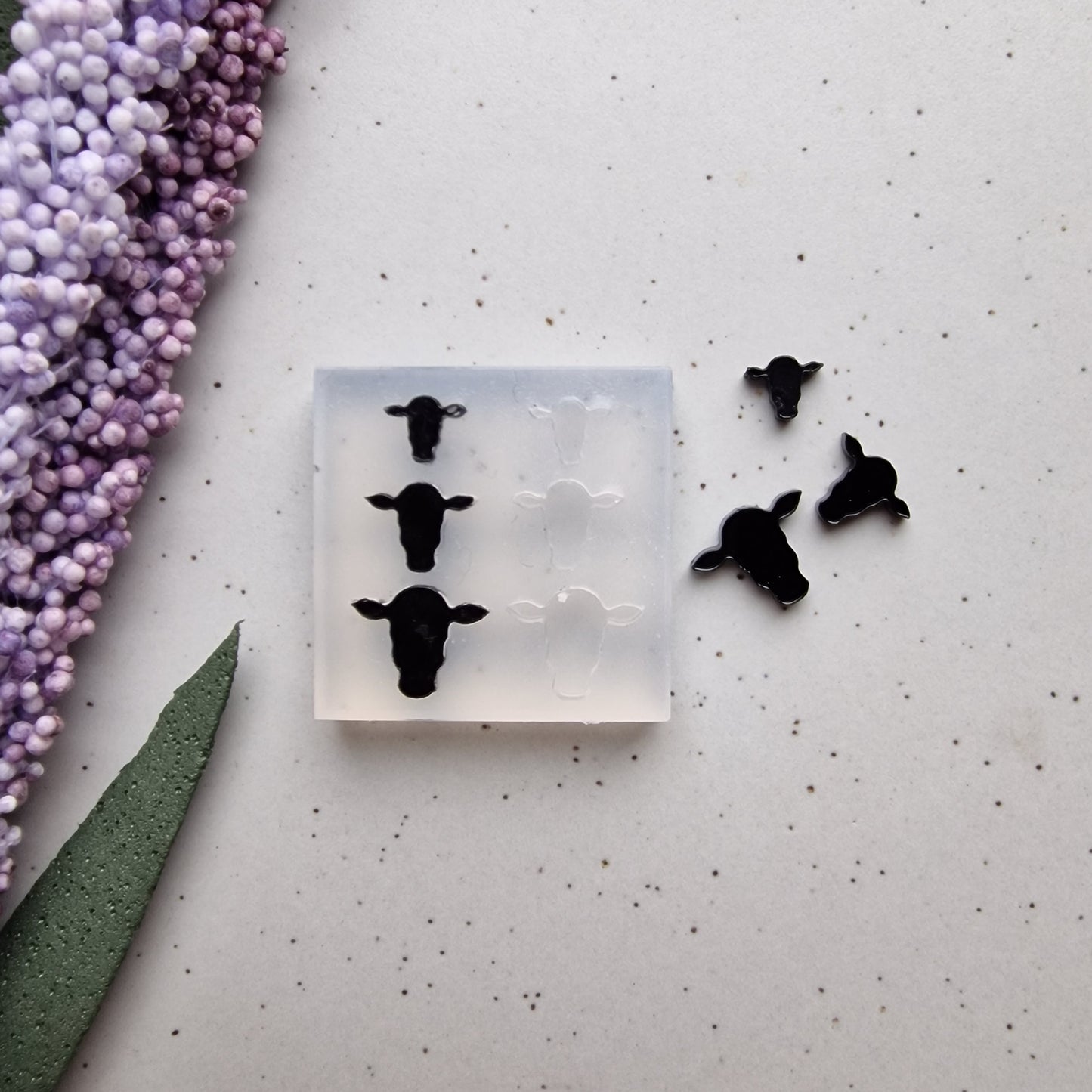 Mini micro silicone mold - farm animal cow metal clay resin mold